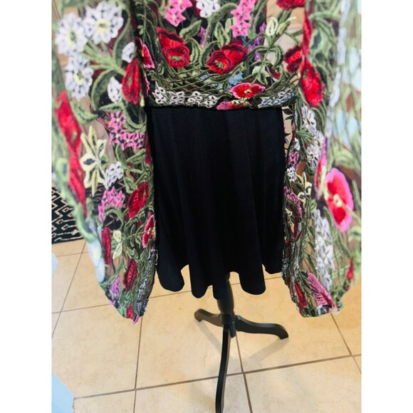 Orsay XS Floral Embroidered Semi Sheer Sleeveless Lined Black Dress Boho - Picture 12 of 15